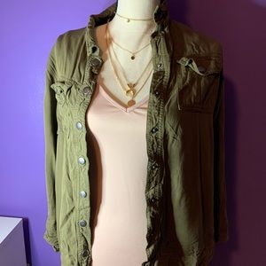 Green button down shirt